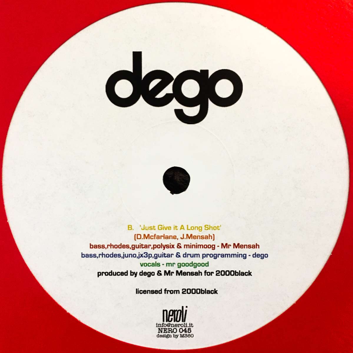 Dego twelve steps just give it a long shot vinyl record white cover side B