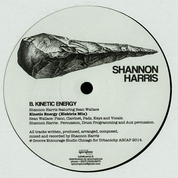 Shannon Harris vinyl record Kinetic Energy white cover Side B, 12"