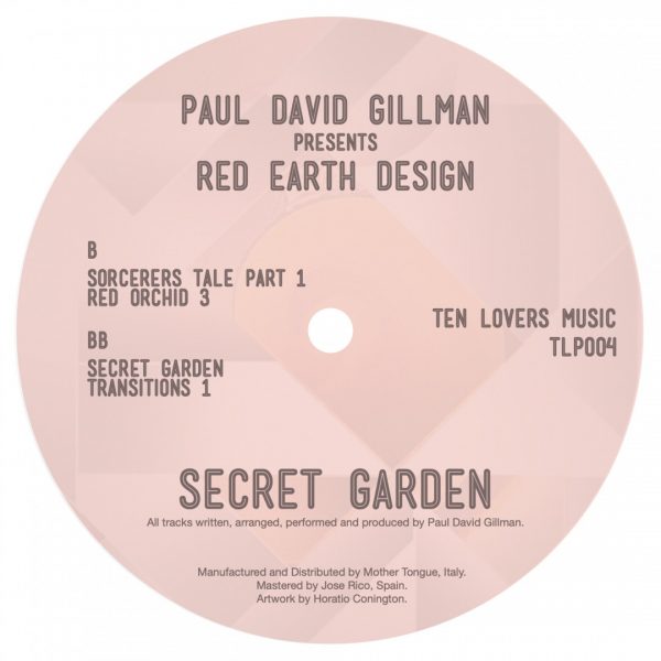 back cover with the tracklist of secret garden vinyl record by paul david gillman