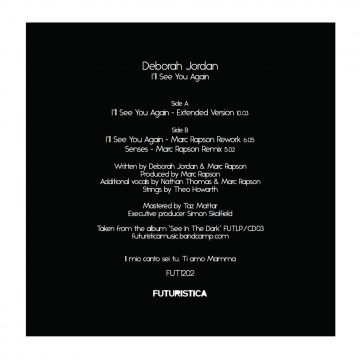 back cover of deborah jordan's vinyl record "I'll see you again" with the tracklist