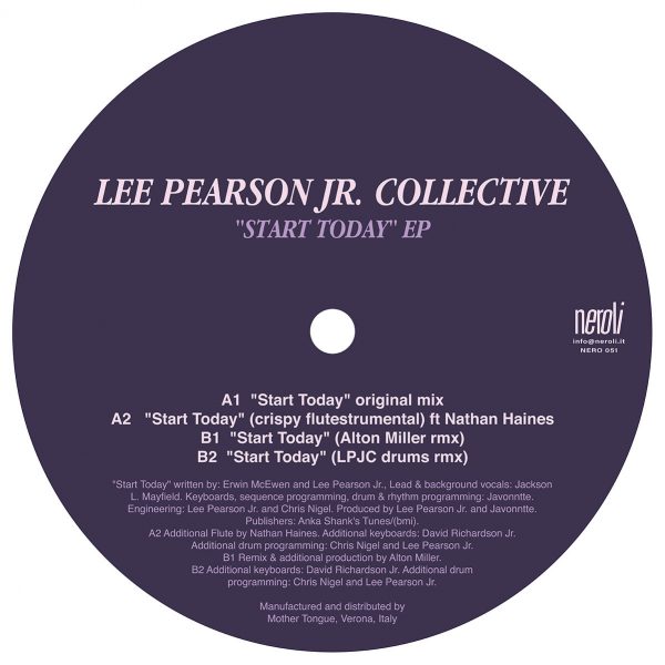 Start Today EP vinyl record by Lee Pearson Jr. Collective side b black back cover with tracklist