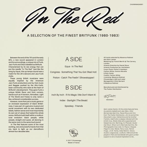 in the red vinyl record album by various artists back cover side b tracklist of a selection of brit funk music