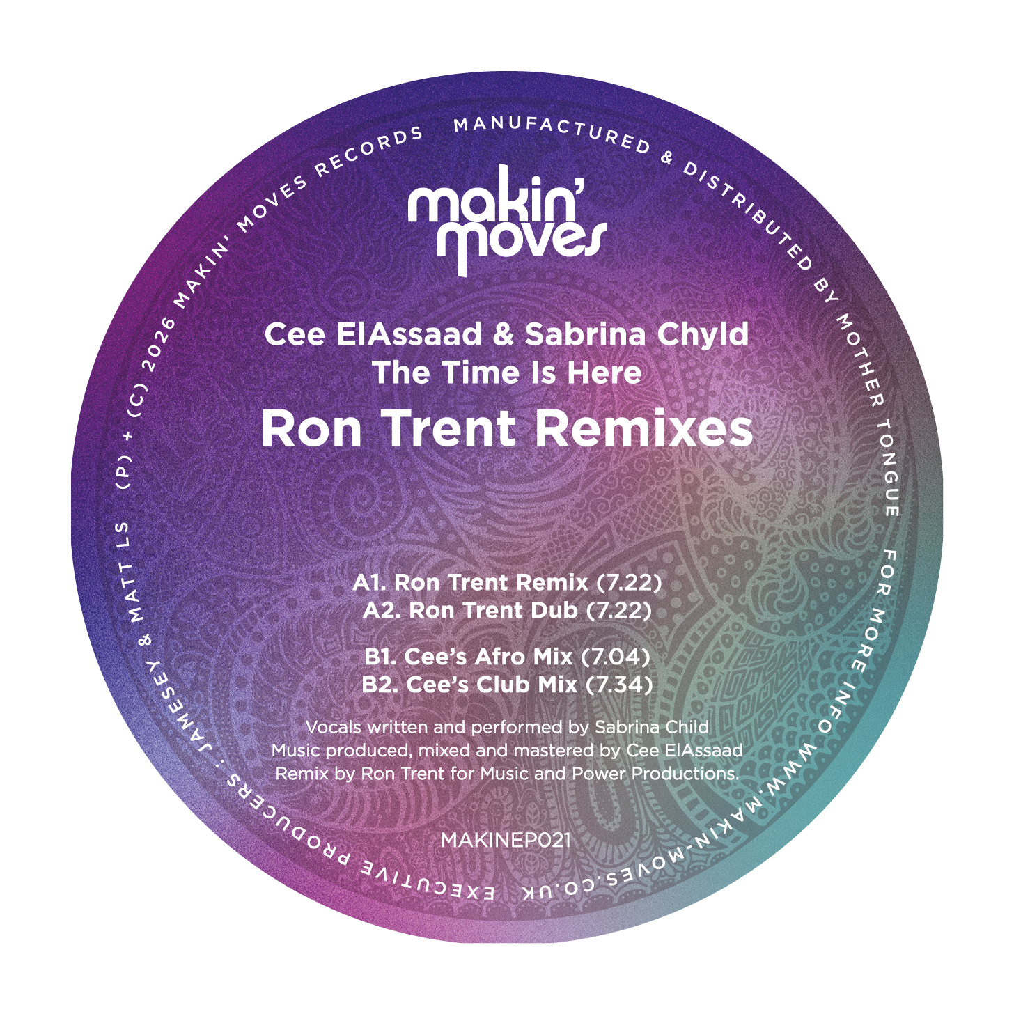 cee elassad Sabrina chyld ron trent remixes time is now